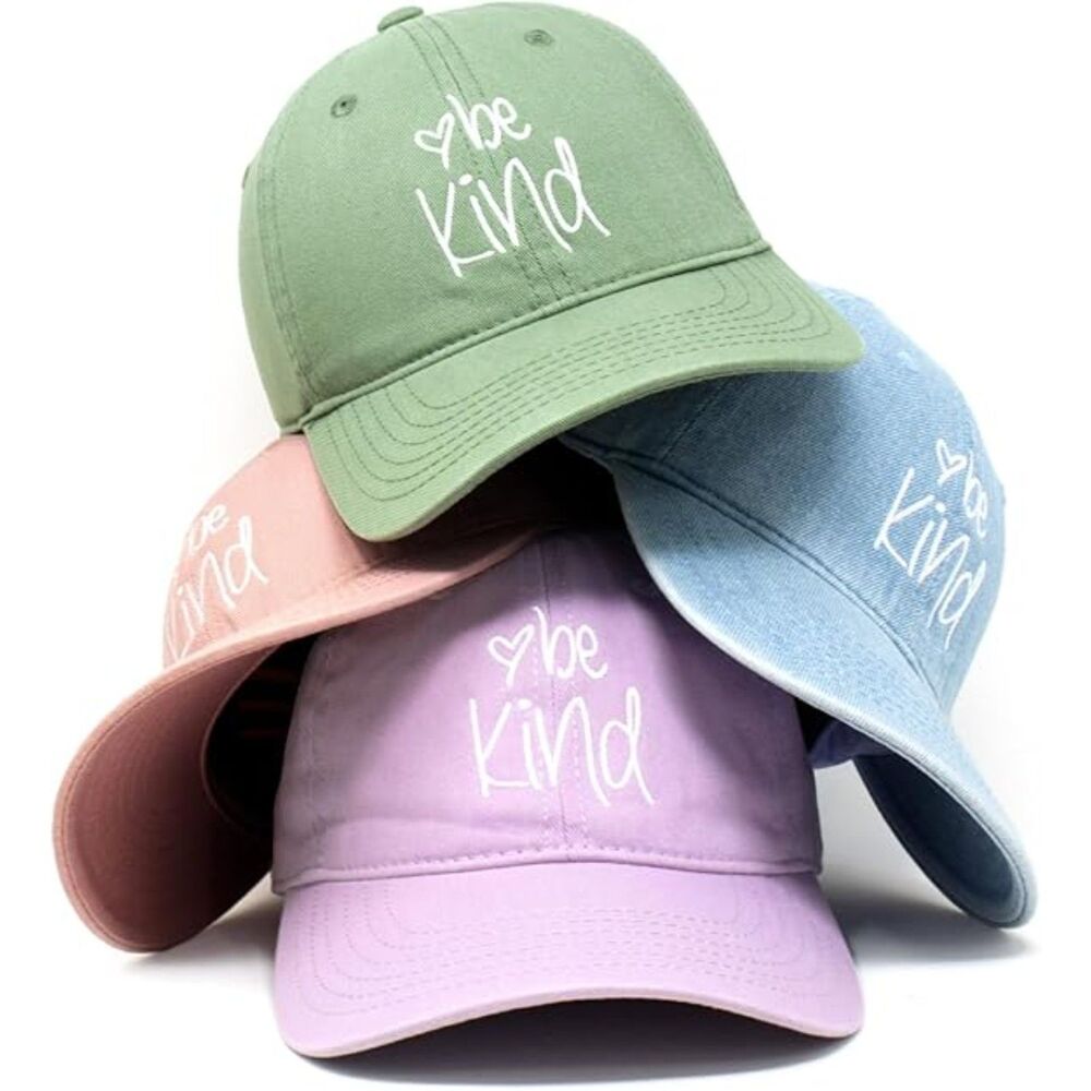 Unisex Lilac 100% Cotton Be Kind Embroidered Adjustable Classic Baseball Caps - Picture 3 of 3